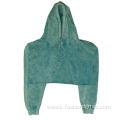 Cotton Aqua Mineral Wash Crop Top Women Hoodie